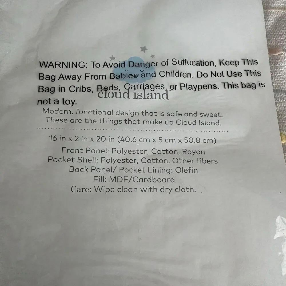 Wall Hanging Storage Unisex Baby Nursery w/Slub Stitching Cream Cloud Island